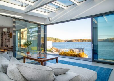 Modern Lake House Living Room Remodel